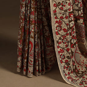 Brown - printed cotton nellore kalamkari saree 35