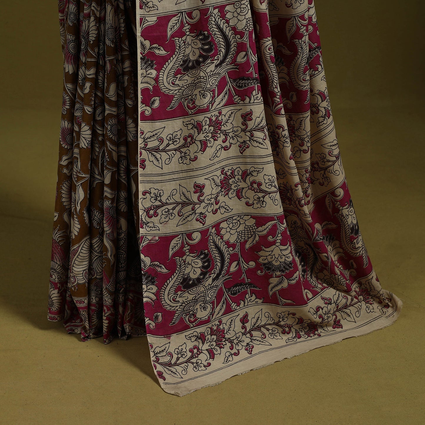 Printed cotton nellore kalamkari saree 42 - handcrafted