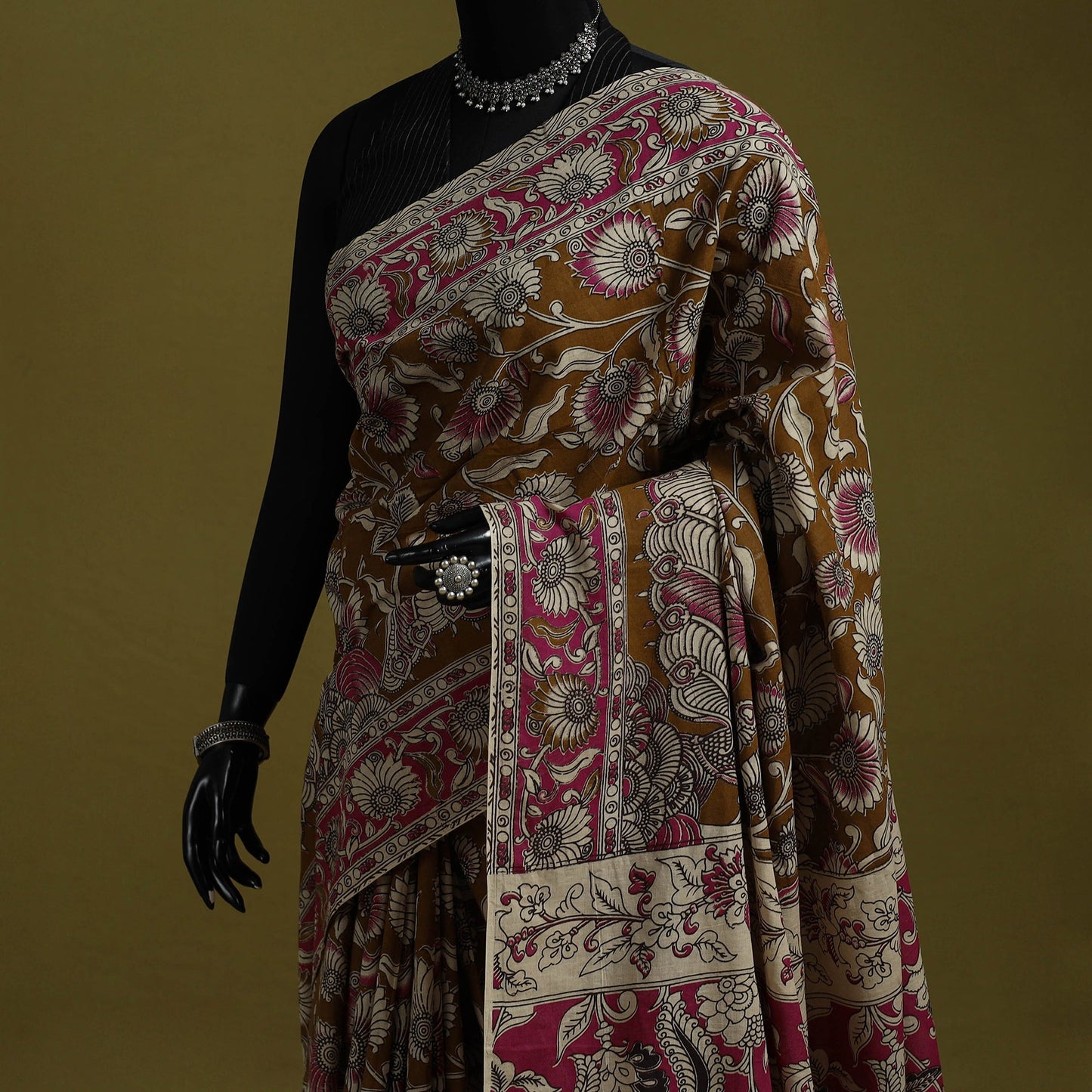 Printed cotton nellore kalamkari saree 42 - handcrafted