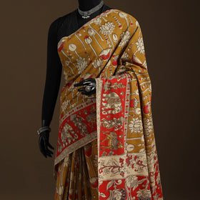 Brown - printed cotton nellore kalamkari saree 58