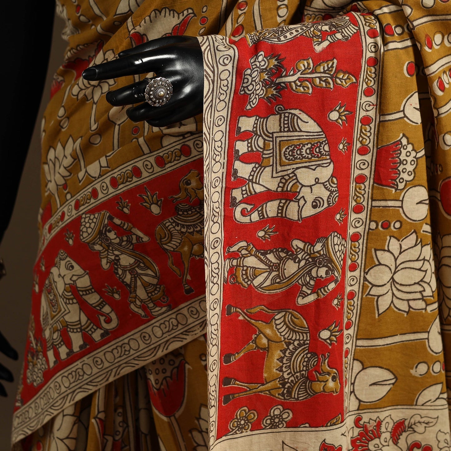 Brown - printed cotton nellore kalamkari saree 58