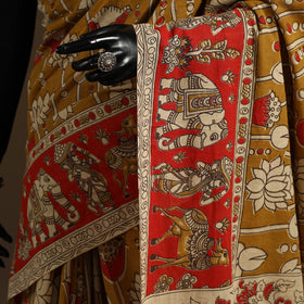 Brown - printed cotton nellore kalamkari saree 58