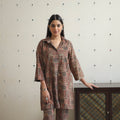  Brown Block Printed Cotton Ajrakh Co-ord Set