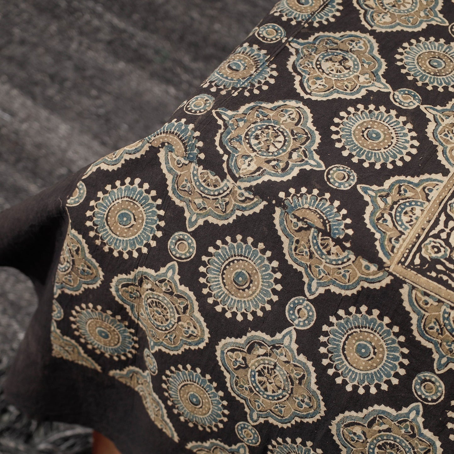  Brown Ajrakh Block Printed Cotton Single Bed Cover