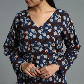 Buy Brown Block Printed Cotton Straight Bagru Kurta for Women
