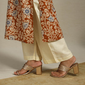 Brown Printed Cotton Straight Kalamkari Kurta