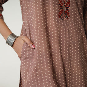 Brown - printed cotton straight kurta 21 - handcrafted