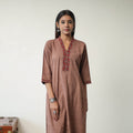 Brown - printed cotton straight kurta 21 - handcrafted