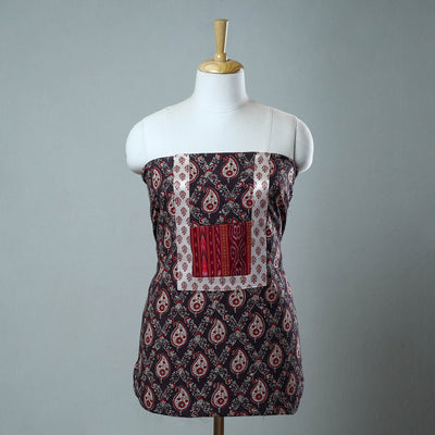 Buy Brown Block Print Cotton Ajrakh Kurta Material Online
