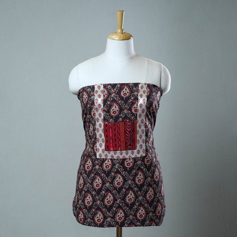 Buy Brown Block Print Cotton Ajrakh Kurta Material Online