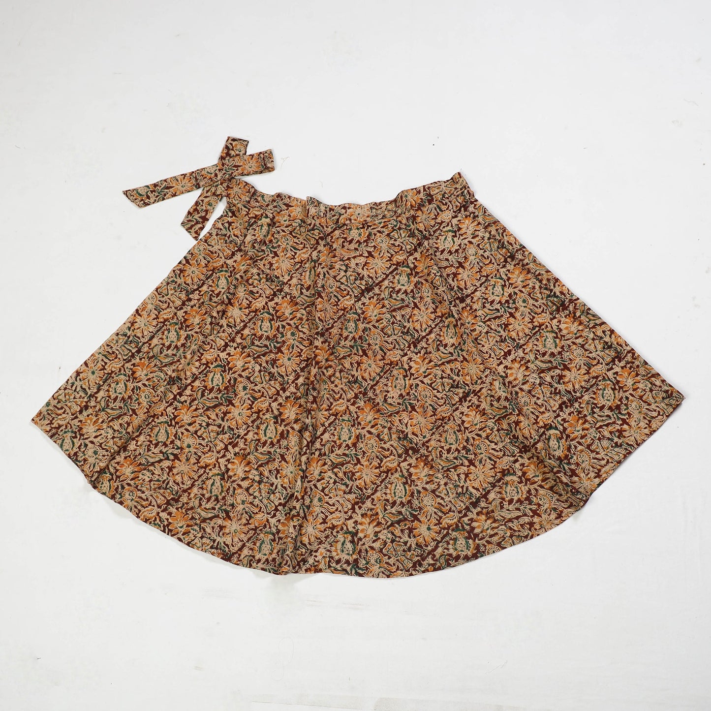  Block Printed Cotton Wrap Around kalamkari Skirt 