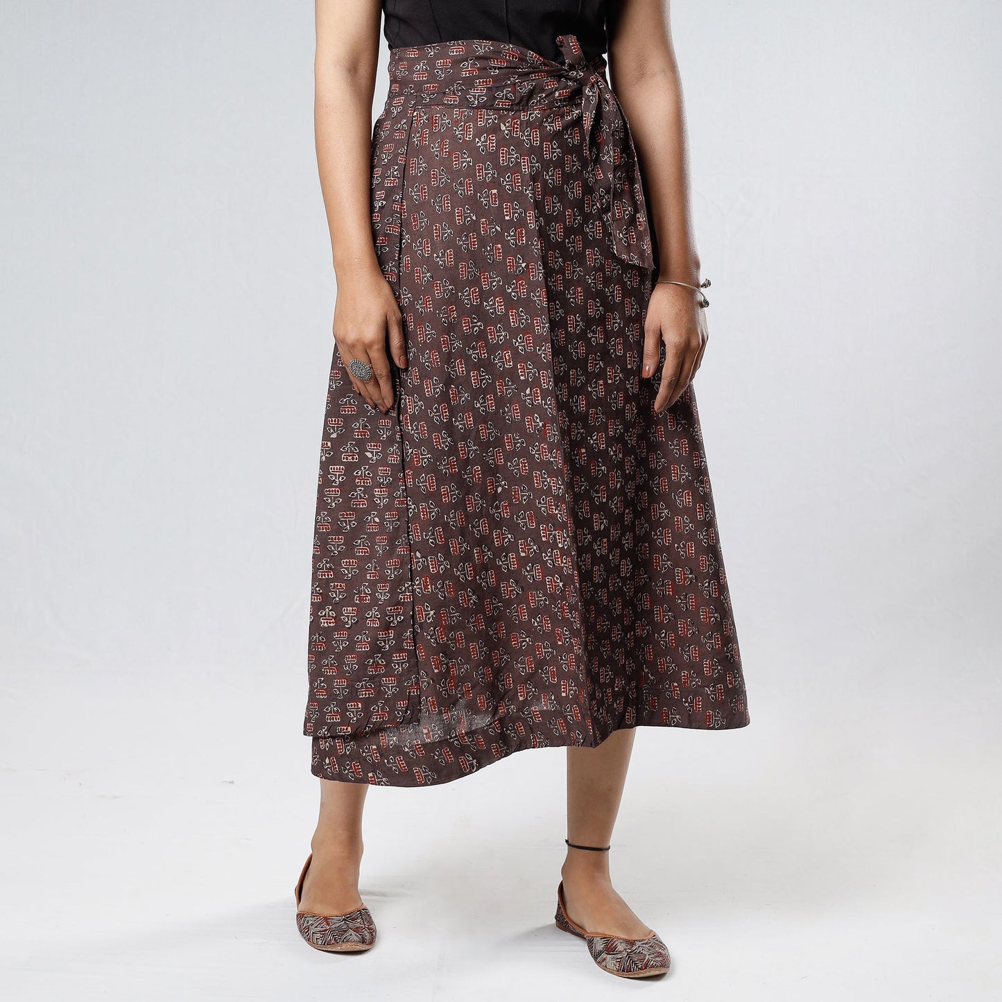 Buy Ajrakh Block Printing Cotton Wrap Around Skirt Online l iTokri.com