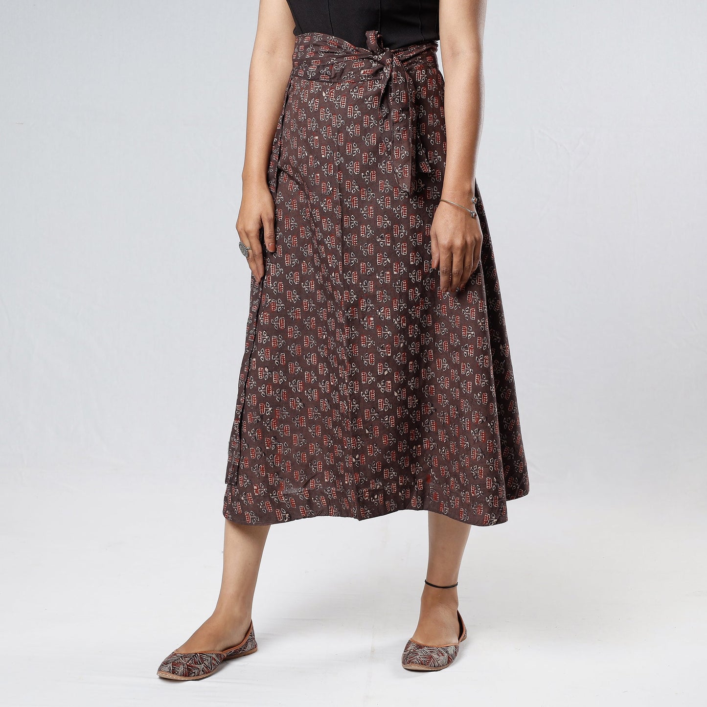 Buy Ajrakh Block Printing Cotton Wrap Around Skirt Online l iTokri.com