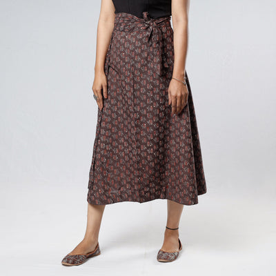 Buy Ajrakh Block Printing Cotton Wrap Around Skirt Online l iTokri.com