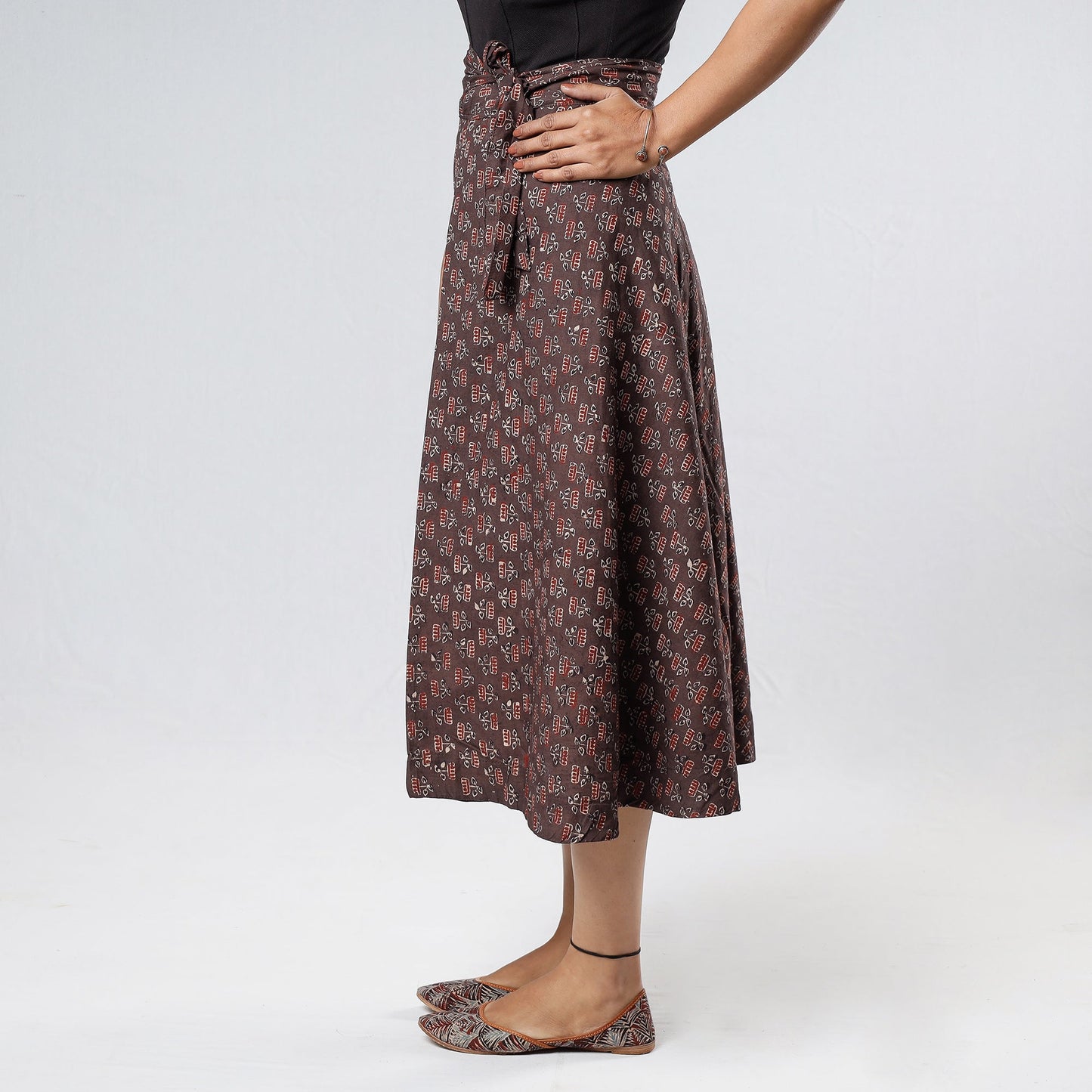 Buy Ajrakh Block Printing Cotton Wrap Around Skirt Online l iTokri.com