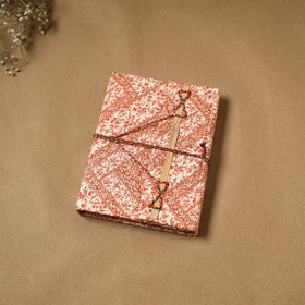 Printed fabric cover handmade paper notebook with thread