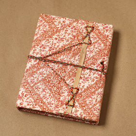 Printed fabric cover handmade paper notebook with thread