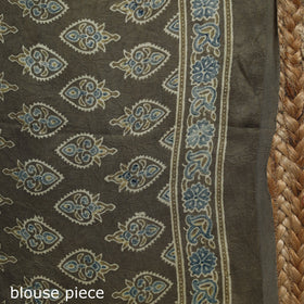 Brown - printed modal silk bandhani saree 01 - handcrafted