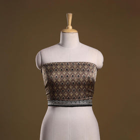 Printed modal silk blouse piece with lace work 05