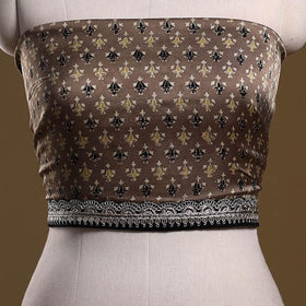 Printed modal silk blouse piece with lace work 05