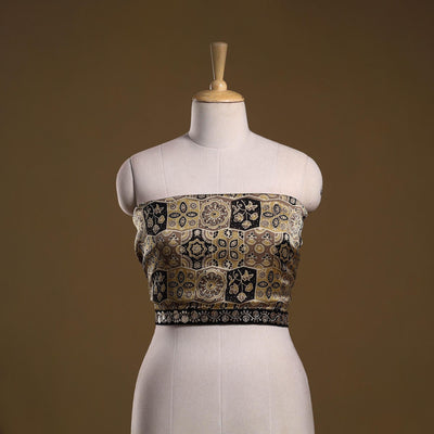 Printed modal silk blouse piece with lace work 27