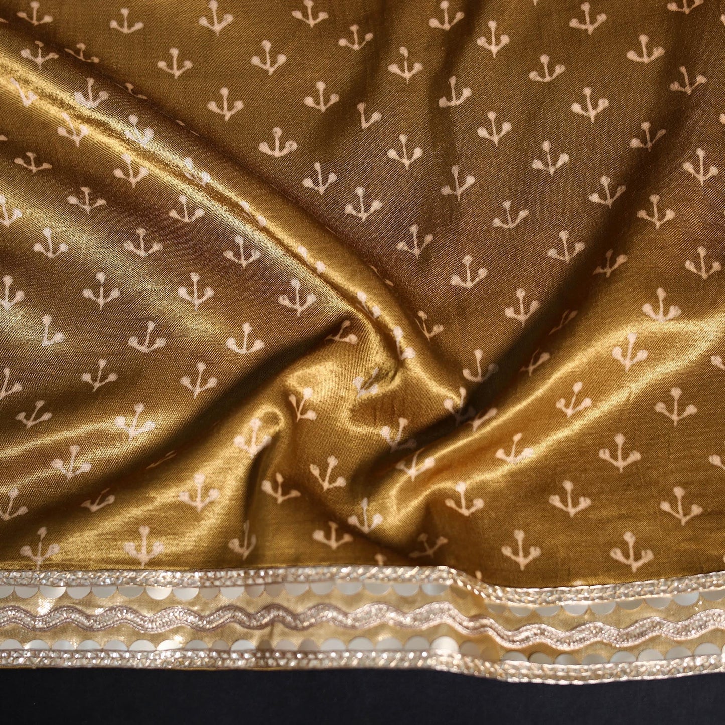 Printed modal silk blouse piece with lace work 33