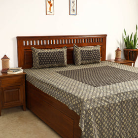 Buy Ajrakh Block Printed Patchwork Cotton Double Bed Cover with Pillow Covers Online at iTokri.com