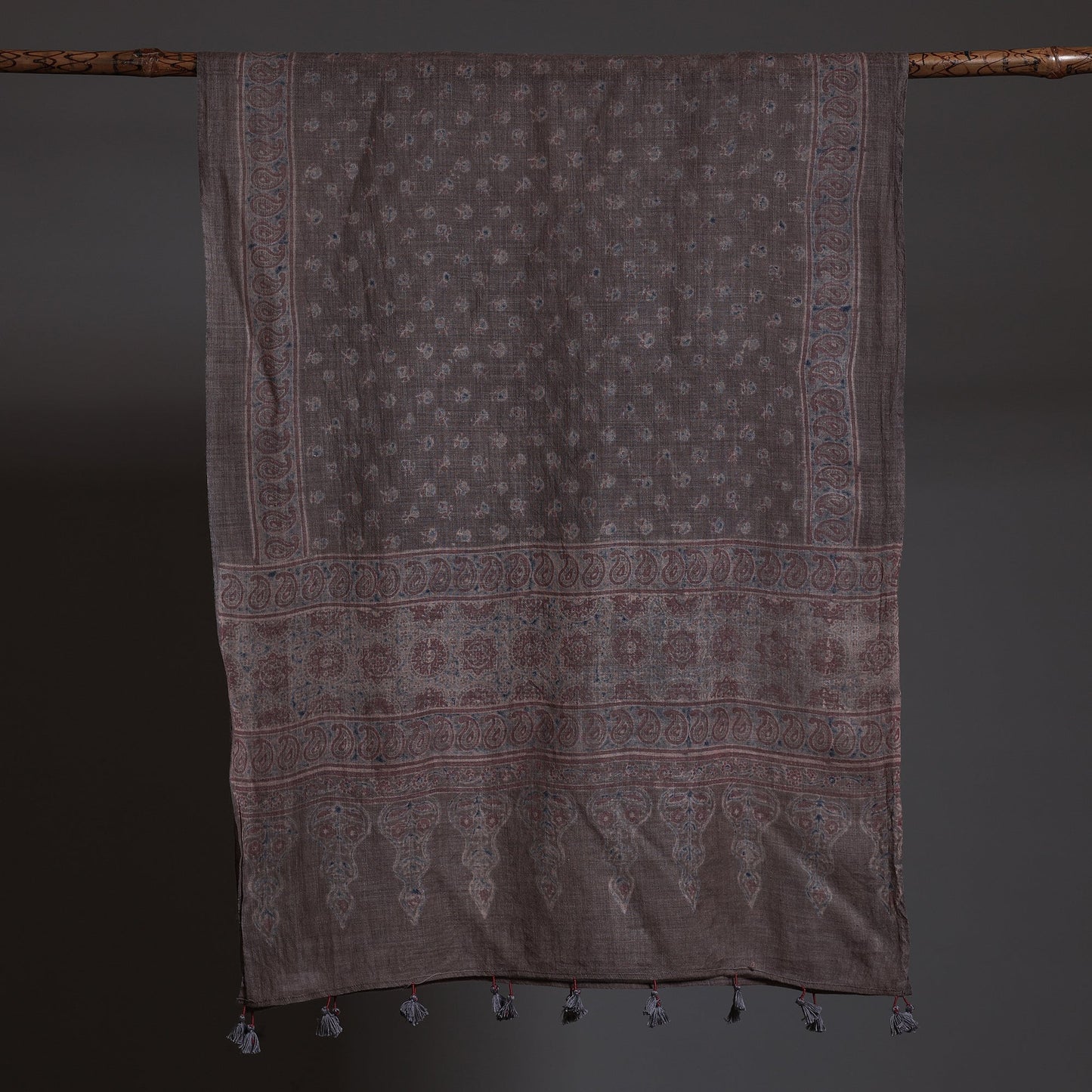  Ajrakh Block Printed Pure Woolen Stole 