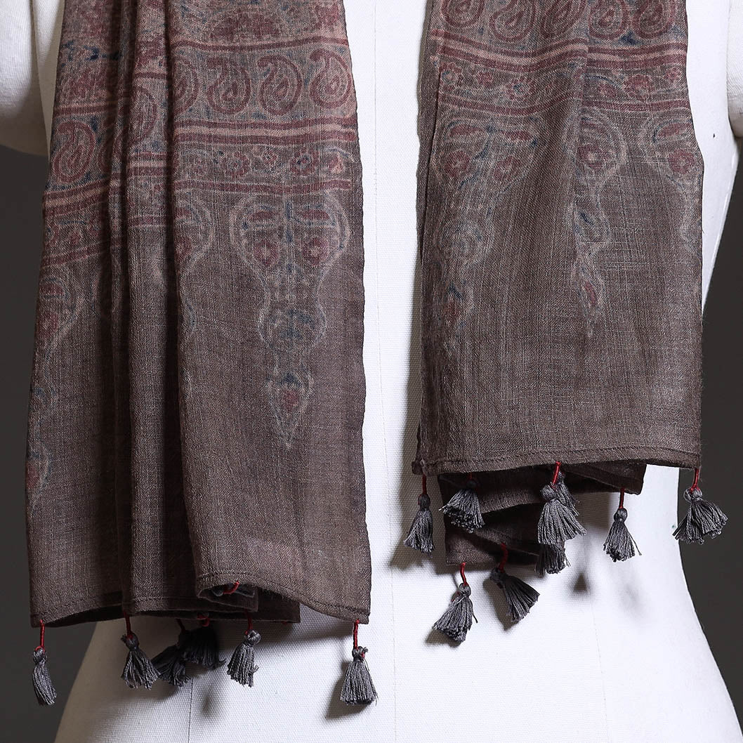  Ajrakh Block Printed Pure Woolen Stole 