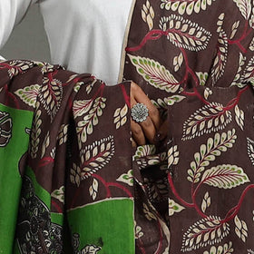 Brown - printed silk cotton kalamkari dupatta 25