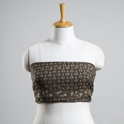 Buy Ajrakh Block Printed Thread & Bead Work Cotton Blouse Piece Online at iTokri.com