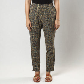 Buy Brown Ajrakh Block Printing Cotton Tapered Casual Pant for Women Online at iTokri.com