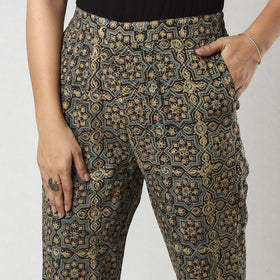 Buy Brown Ajrakh Block Printing Cotton Tapered Casual Pant for Women Online at iTokri.com