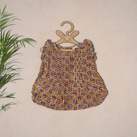 Brown - pure cotton baby girls floral top & shorts (6-12