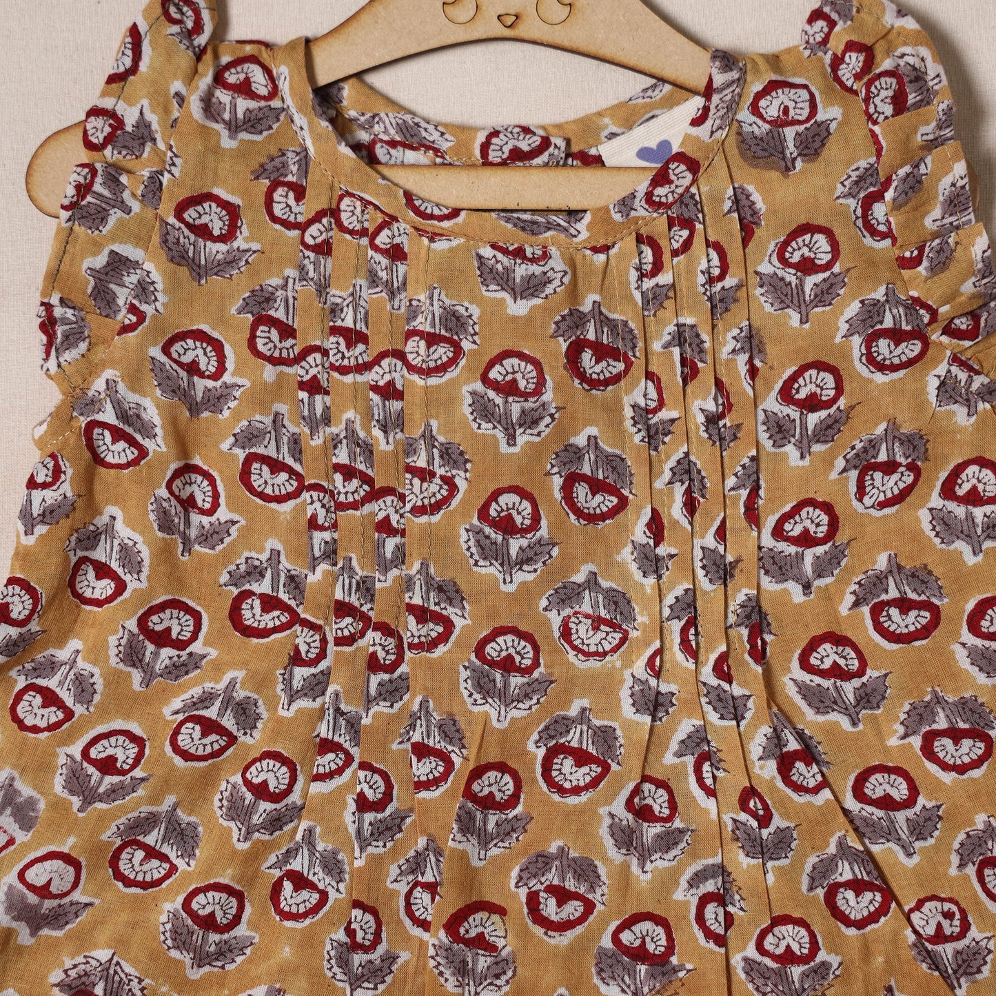 Brown - pure cotton baby girls floral top & shorts (6-12