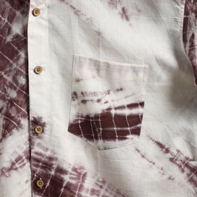 Brown - pure cotton half sleeve tie-dye men shibori shirt