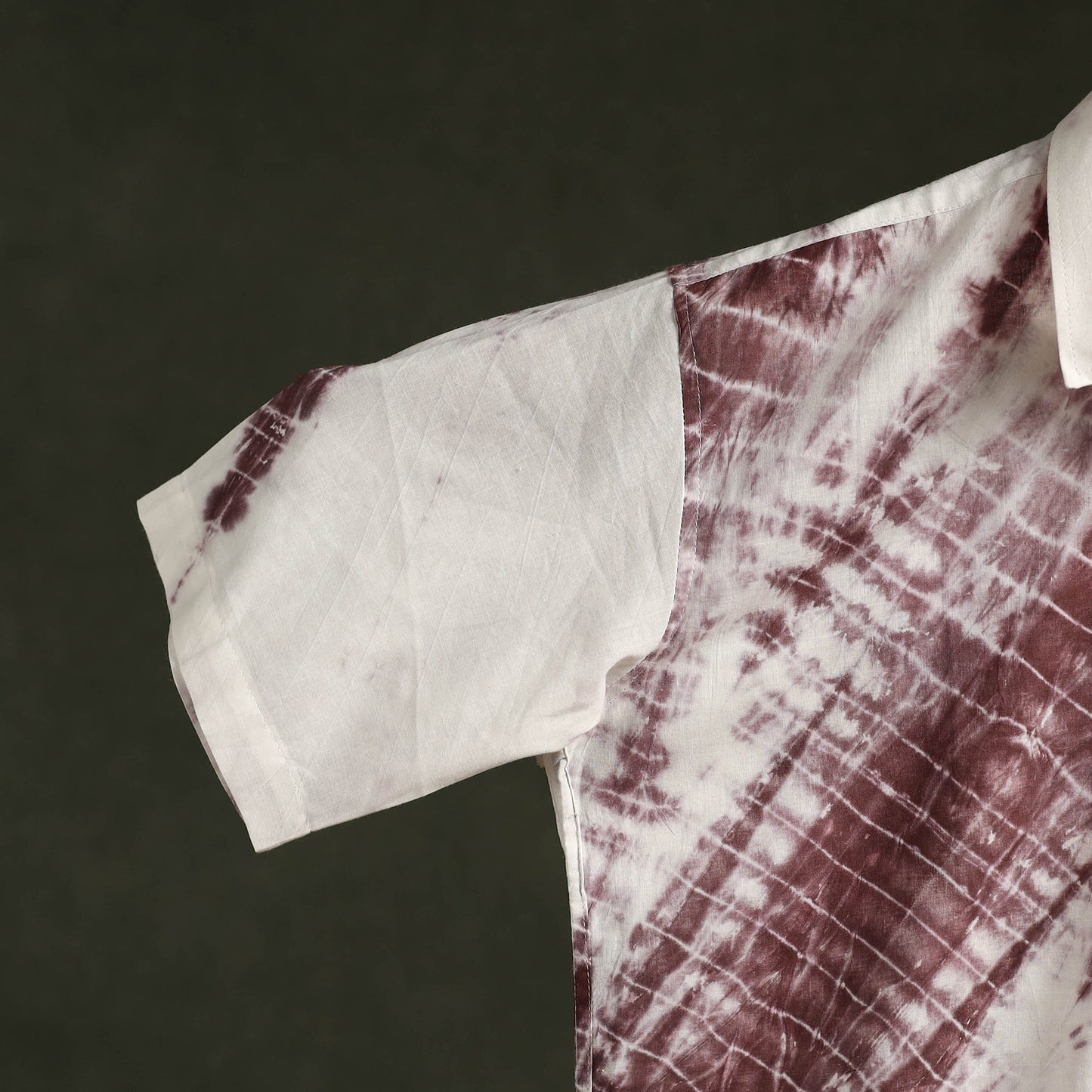 Brown - pure cotton half sleeve tie-dye men shibori shirt