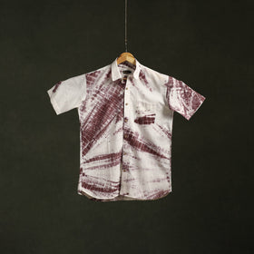 Brown - pure cotton half sleeve tie-dye men shibori shirt