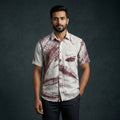 Brown - pure cotton half sleeve tie-dye men shibori shirt