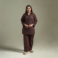 Pure cotton natural dyed ajrakh hand block print night suit