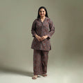 Pure cotton natural dyed ajrakh hand block print night suit