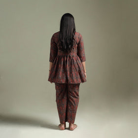 Pure cotton natural dyed ajrakh hand block print night suit