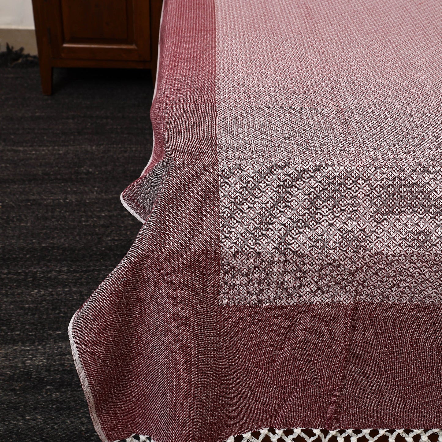 Brown - pure handloom cotton single bed cover from bijnor