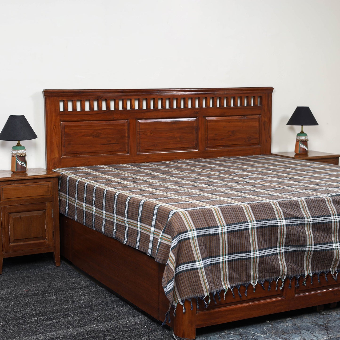 Buy Brown Pure Handloom Double Cotton Bed Sheet 