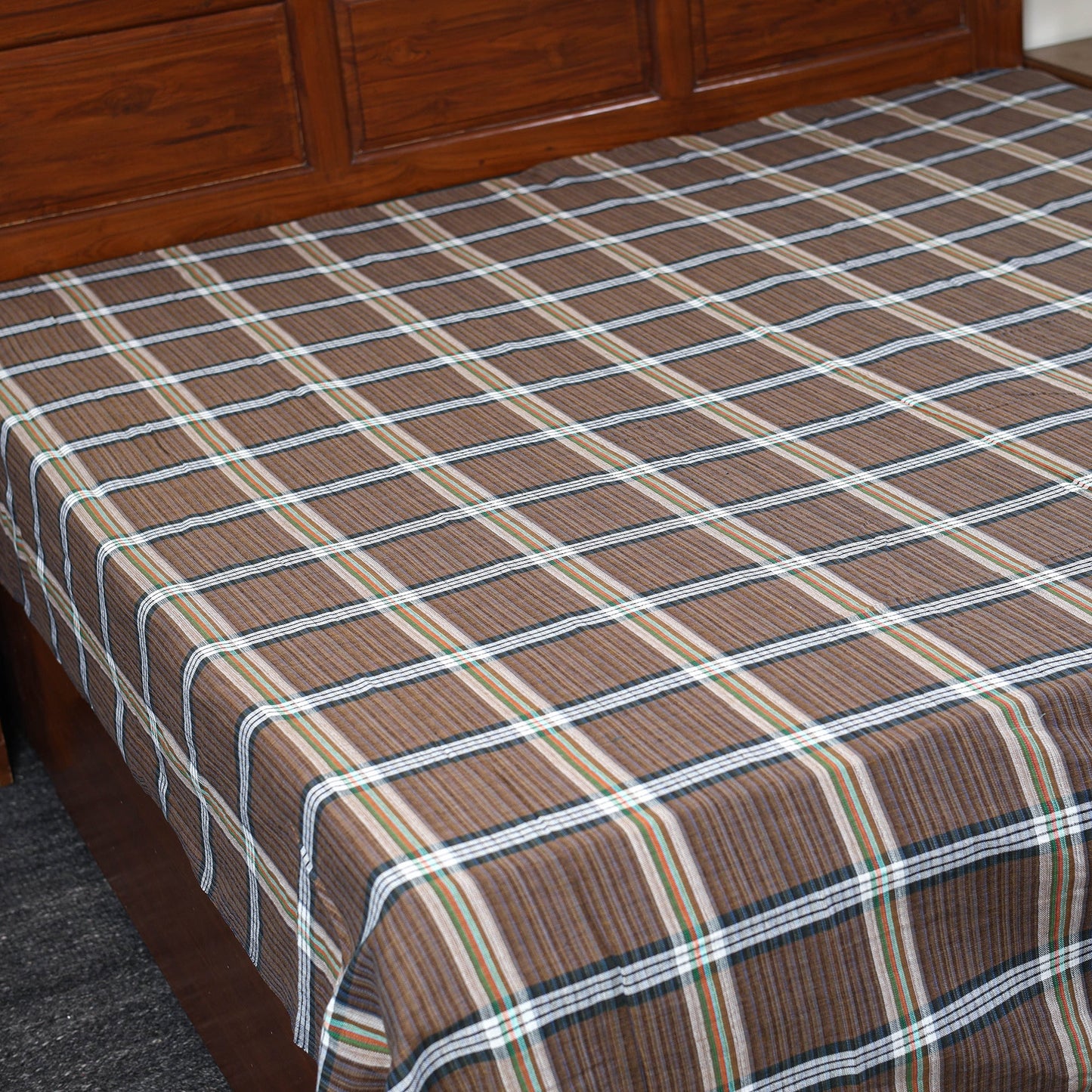 Buy Brown Pure Handloom Double Cotton Bed Sheet 