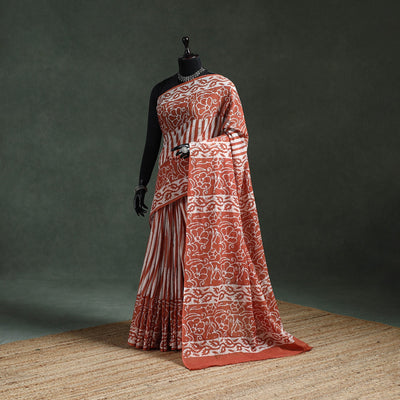 Pure mul cotton hand block batik print saree 35