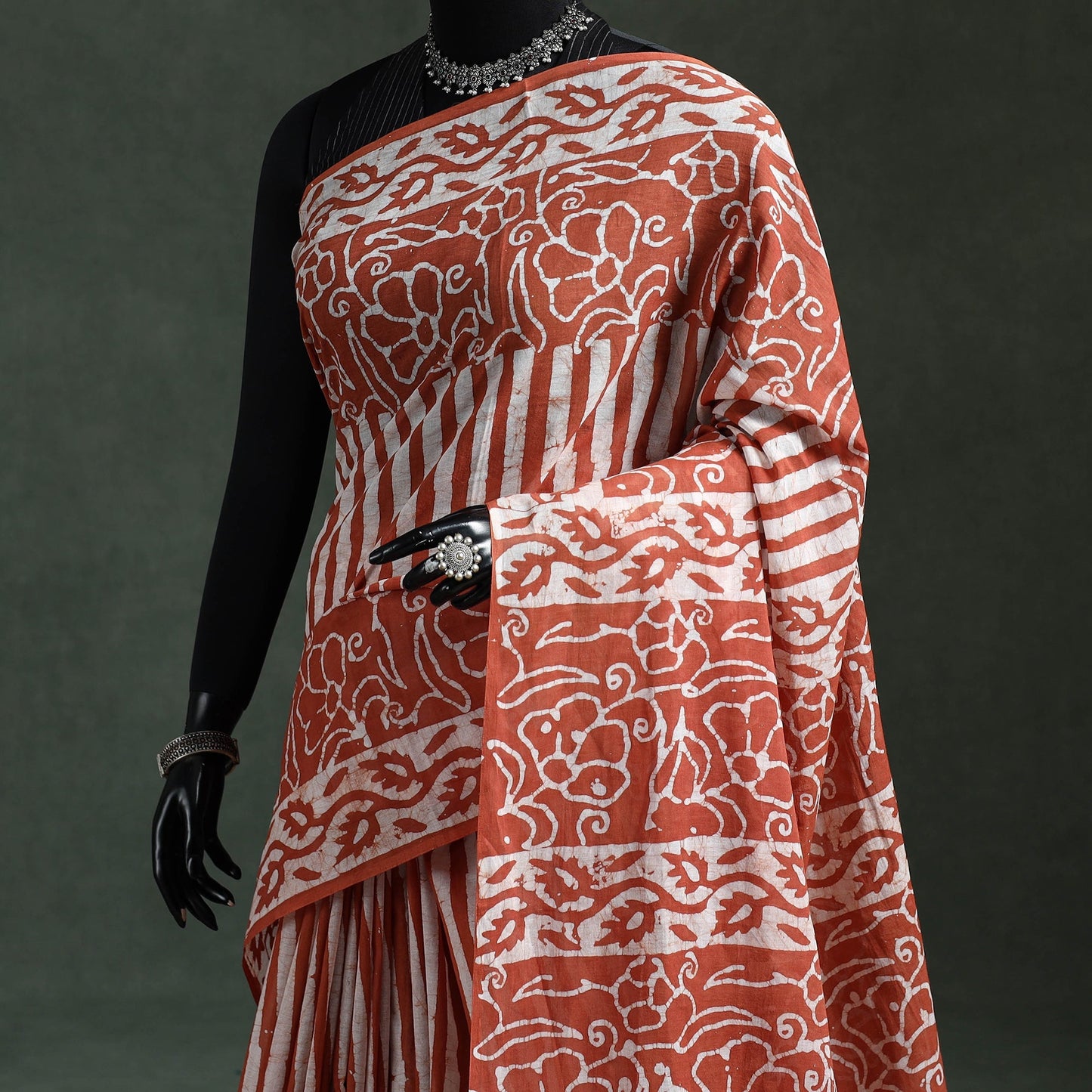 Pure mul cotton hand block batik print saree 35