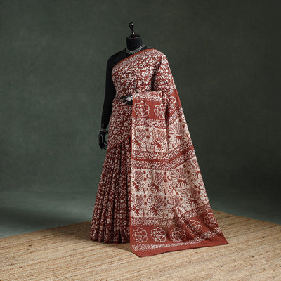 Pure mul cotton hand block batik print saree 61