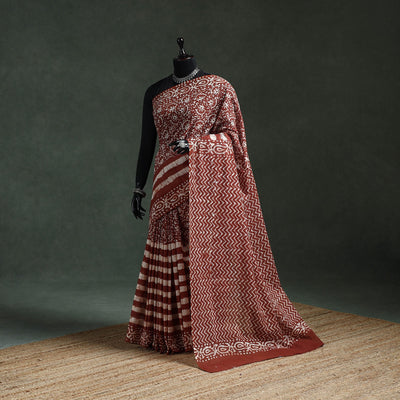 Pure mul cotton hand block batik print saree 67