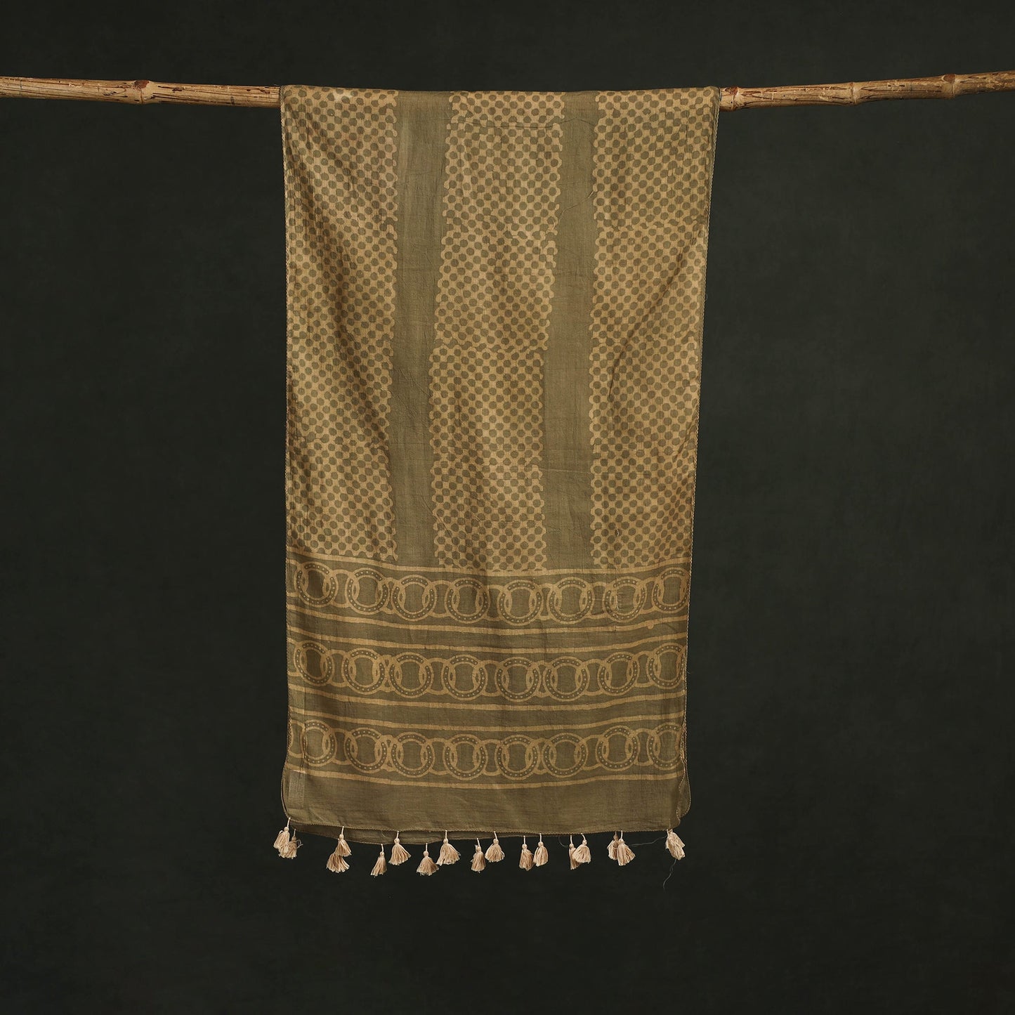Pure mul cotton kutch hand block batik print stole